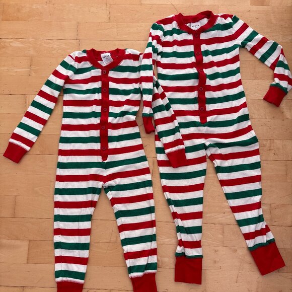 Mini Boden Lot of 2 Pajama Holiday Striped Christmas Unisex Size 4-5Y - Picture 1 of 8